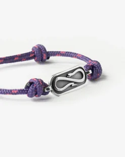 BRACCIALE IN CORDA VIOLA CON TARGA PROPAGANDA W/ NOVE25 IN ARGENTO