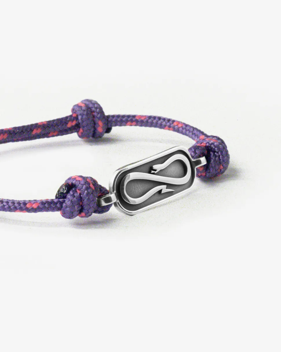 BRACCIALE IN CORDA VIOLA CON TARGA PROPAGANDA W/ NOVE25 IN ARGENTO