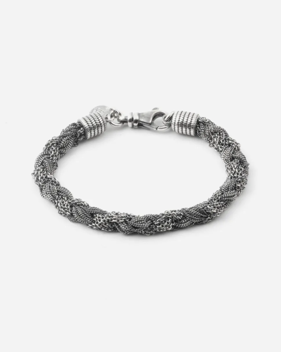 BRACCIALE INTRECCIO MIXED TEXTURE IN ARGENTO
