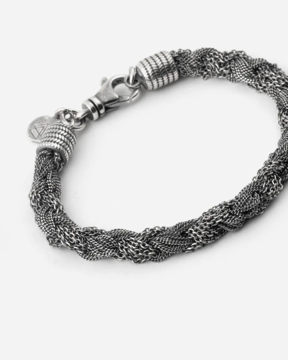 BRACCIALE INTRECCIO MIXED TEXTURE IN ARGENTO
