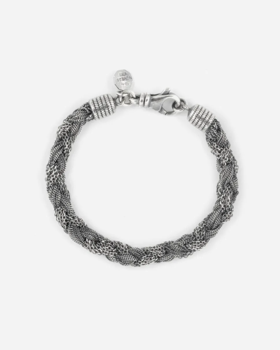 BRACCIALE INTRECCIO MIXED TEXTURE IN ARGENTO