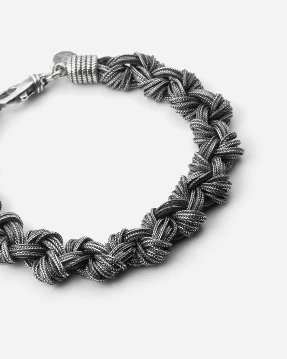 BRACCIALE INTRECCIO NODI GRANDI IN ARGENTO
