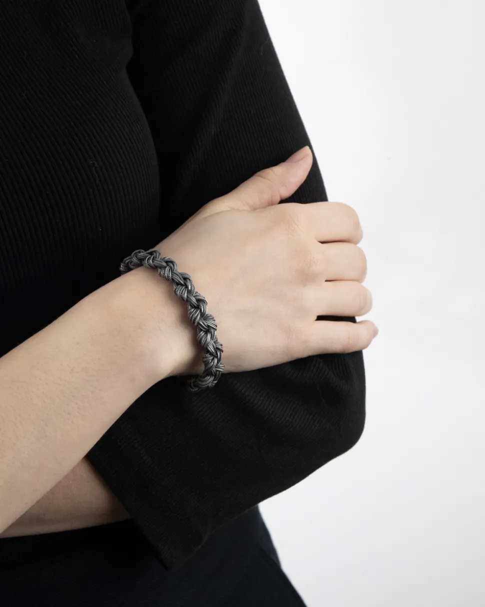 BRACCIALE INTRECCIO NODI GRANDI IN ARGENTO