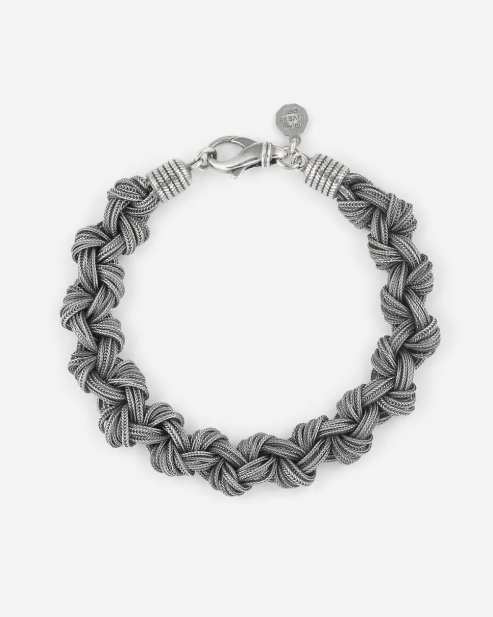 BRACCIALE INTRECCIO NODI GRANDI IN ARGENTO