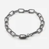 BRACCIALE MAGLIE OVALI PUNTINATE PICCOLE IN ARGENTO