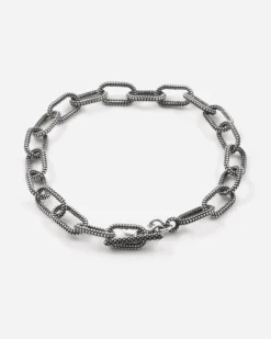 BRACCIALE MAGLIE OVALI PUNTINATE PICCOLE IN ARGENTO