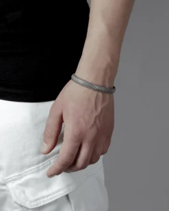 BRACCIALE RIGIDO PUNTINATO IN ARGENTO