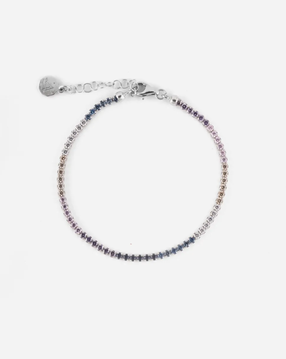 BRACCIALE TENNIS GRADIENT IN ARGENTO CON PIETRE MULTICOLOR