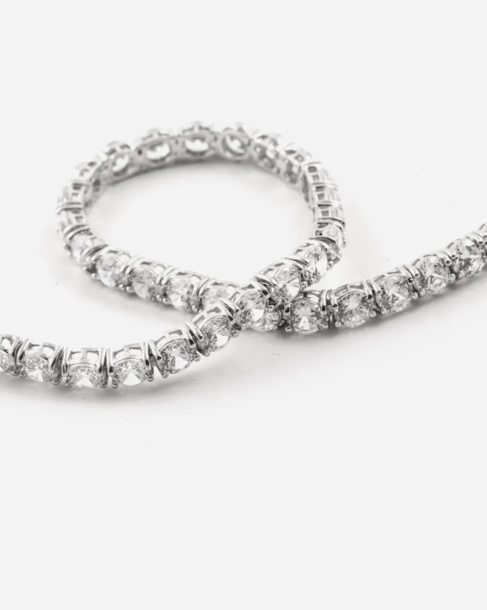 BRACCIALE TENNIS ICY BUDS IN ARGENTO CON PIETRE BIANCHE