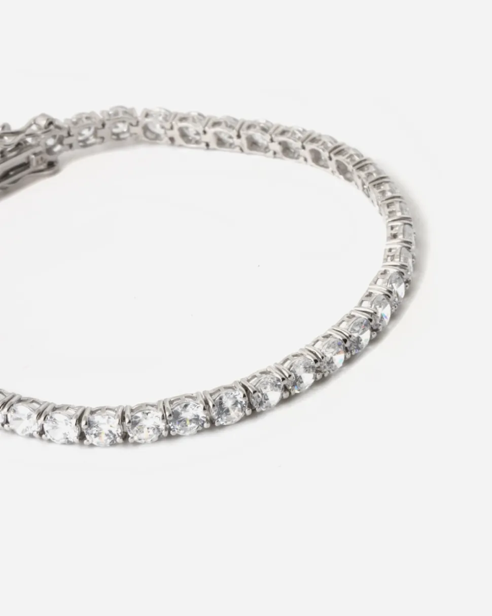 BRACCIALE TENNIS ICY BUDS IN ARGENTO CON PIETRE BIANCHE