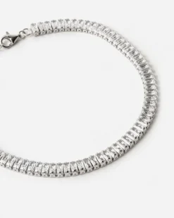 BRACCIALE TENNIS SPRING DROPS BOLD IN ARGENTO CON PIETRE BIANCHE