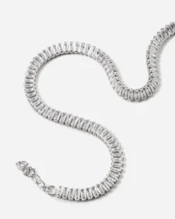 BRACCIALE TENNIS SPRING DROPS SLIM IN ARGENTO CON PIETRE BIANCHE