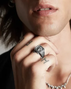 CHEVALIER SKULL STAMP IN ARGENTO CON TESCHIO