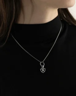 CIONDOLO CHARM CUORE FILO SPINATO ARGENTO CON DIAMANTE