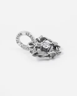 CIONDOLO CHARM CUORE FILO SPINATO ARGENTO CON DIAMANTE