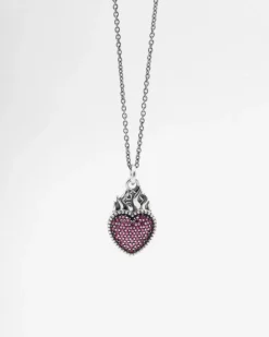 CIONDOLO CUORE GLITTERING EX-VOTO IN ARGENTO CON BRILLANTI