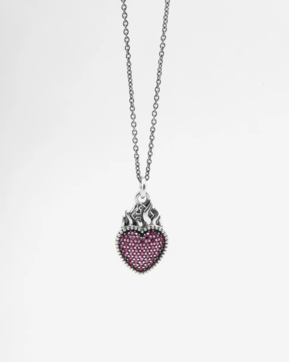 CIONDOLO CUORE GLITTERING EX-VOTO IN ARGENTO CON BRILLANTI