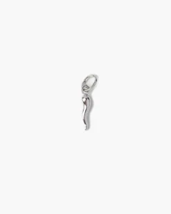 CIONDOLO PORTAFORTUNA CORNO PICCOLO IN ARGENTO RODIATO