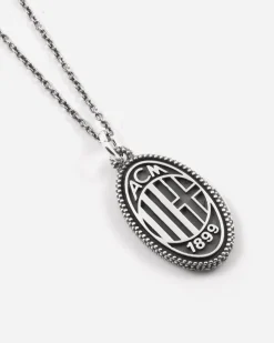 CIONDOLO PUNTINATO CON LOGO E DIAVOLO AC MILAN IN ARGENTO