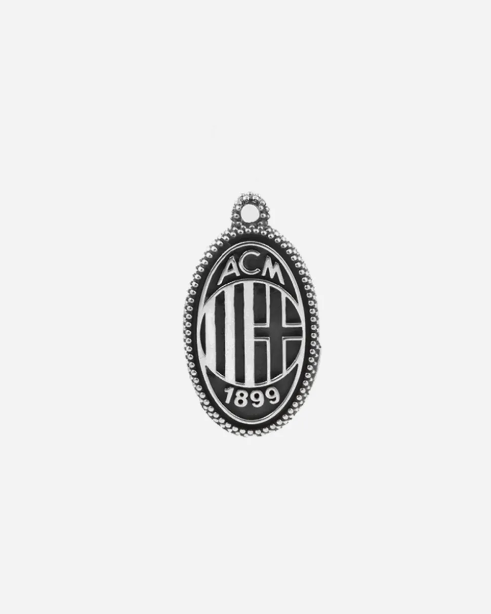 CIONDOLO PUNTINATO CON LOGO E DIAVOLO AC MILAN IN ARGENTO