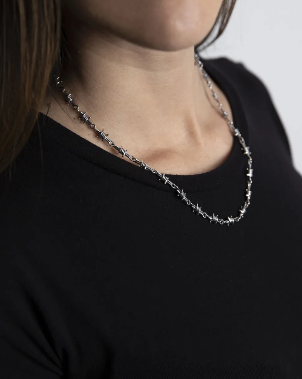 COLLANA FILO SPINATO IN ARGENTO