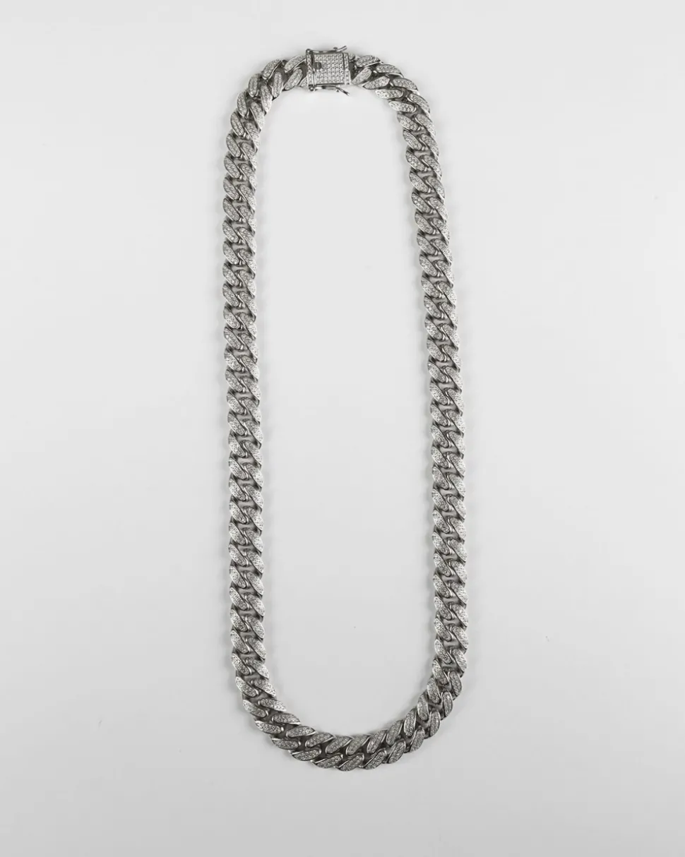 COLLANA GRUMETTA OVALE H120 CON ZIRCONIA CUBICA / GALVANICA RODIO LUCIDO