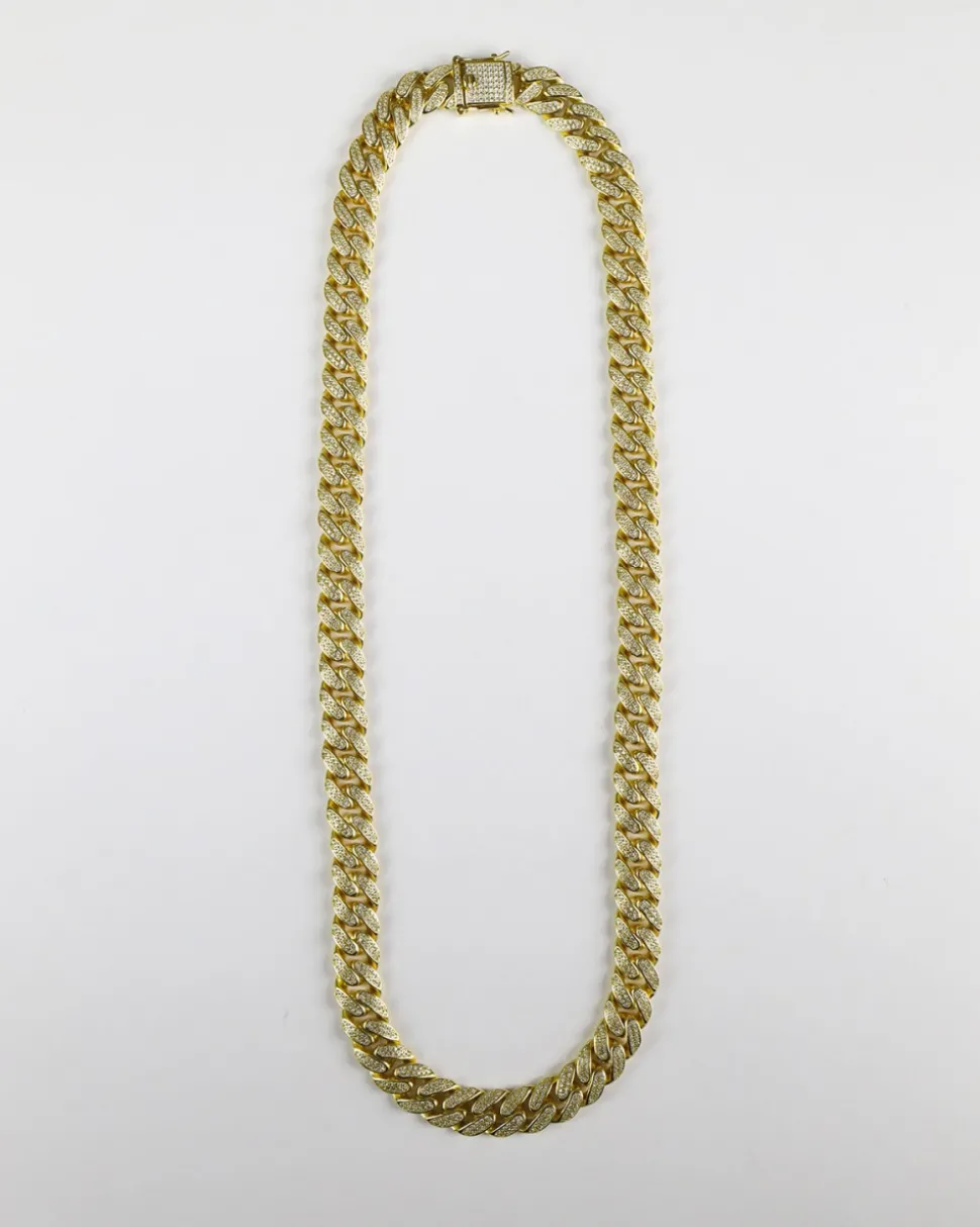COLLANA GRUMETTA OVALE H120 CON ZIRCONIA CUBICA / GALVANICA ORO GIALLO LUCIDO
