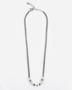 COLLANA GRUMETTA PARTHENOPE IN ARGENTO CON PERLE E SFERE PUNTINATE