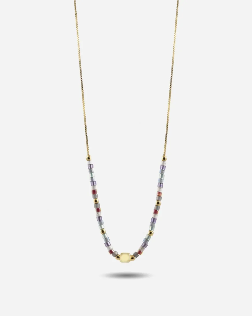 COLLANA NUANCES PLACCATA ORO CON PIETRE MULTICOLOR