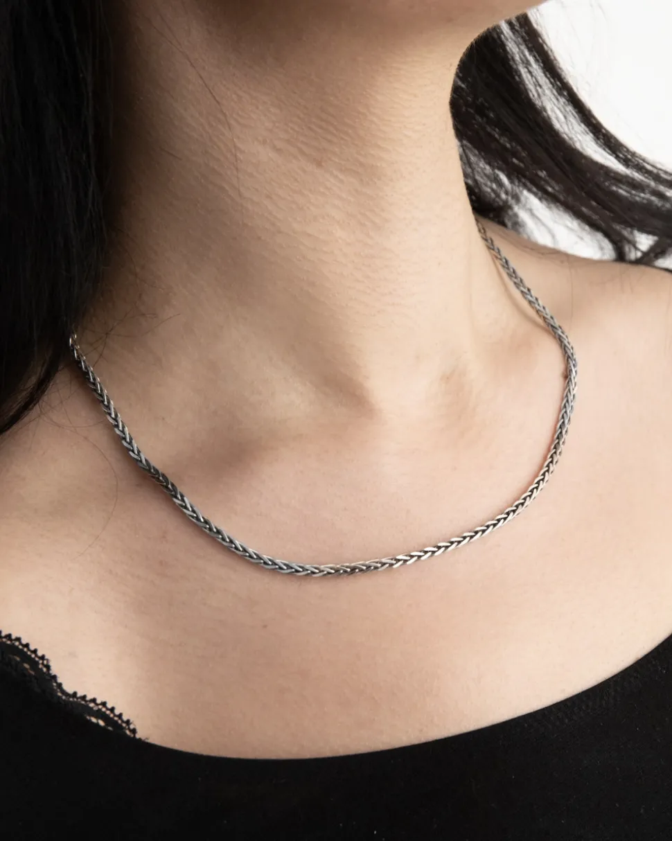 COLLANA TRECCIA DIAMOND BRAID IN ARGENTO