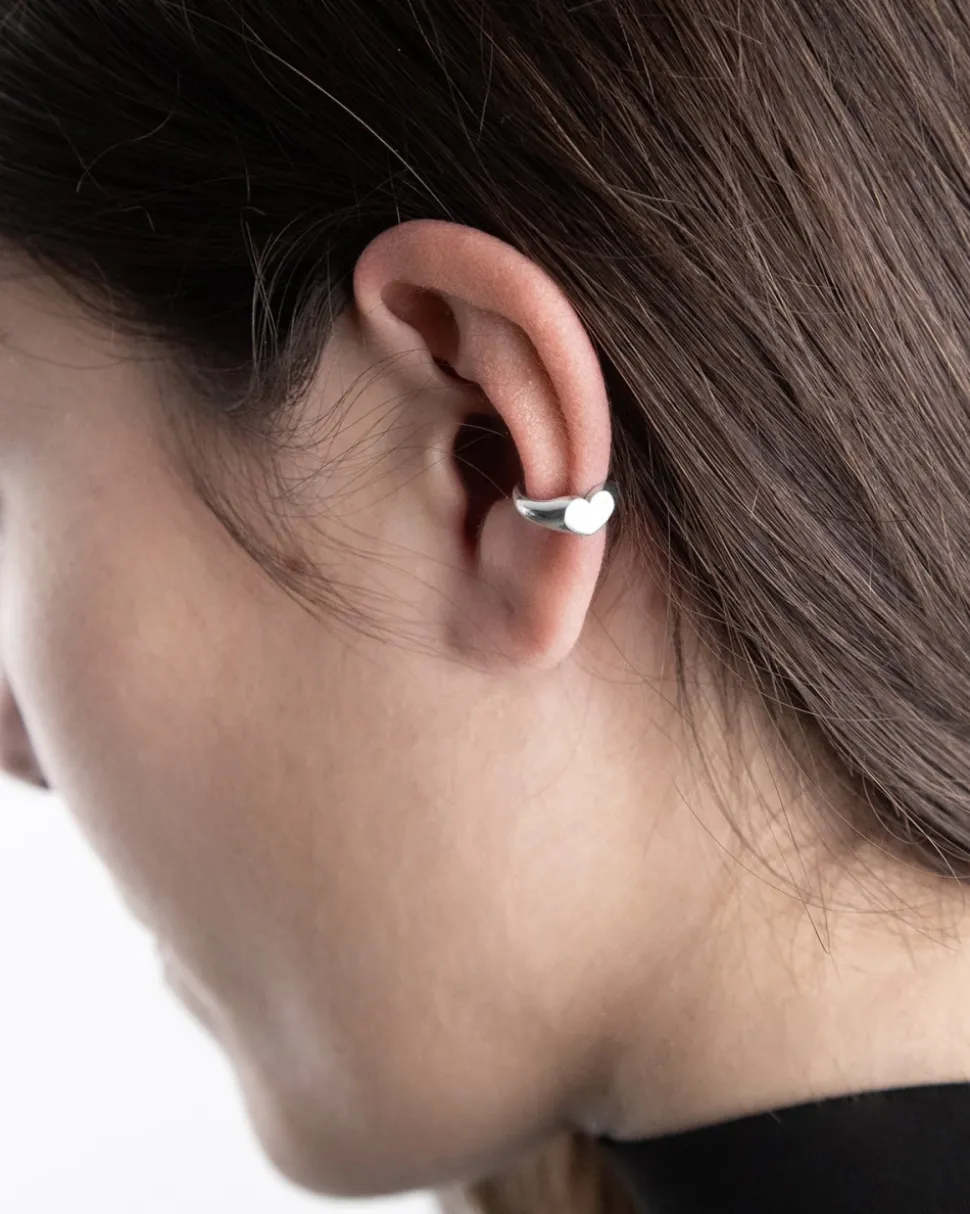 EAR CUFF CUORE IN ARGENTO SMOOTH HEART