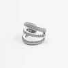 EAR CUFF TRIPLE TIE IN ARGENTO CON BRILLANTI