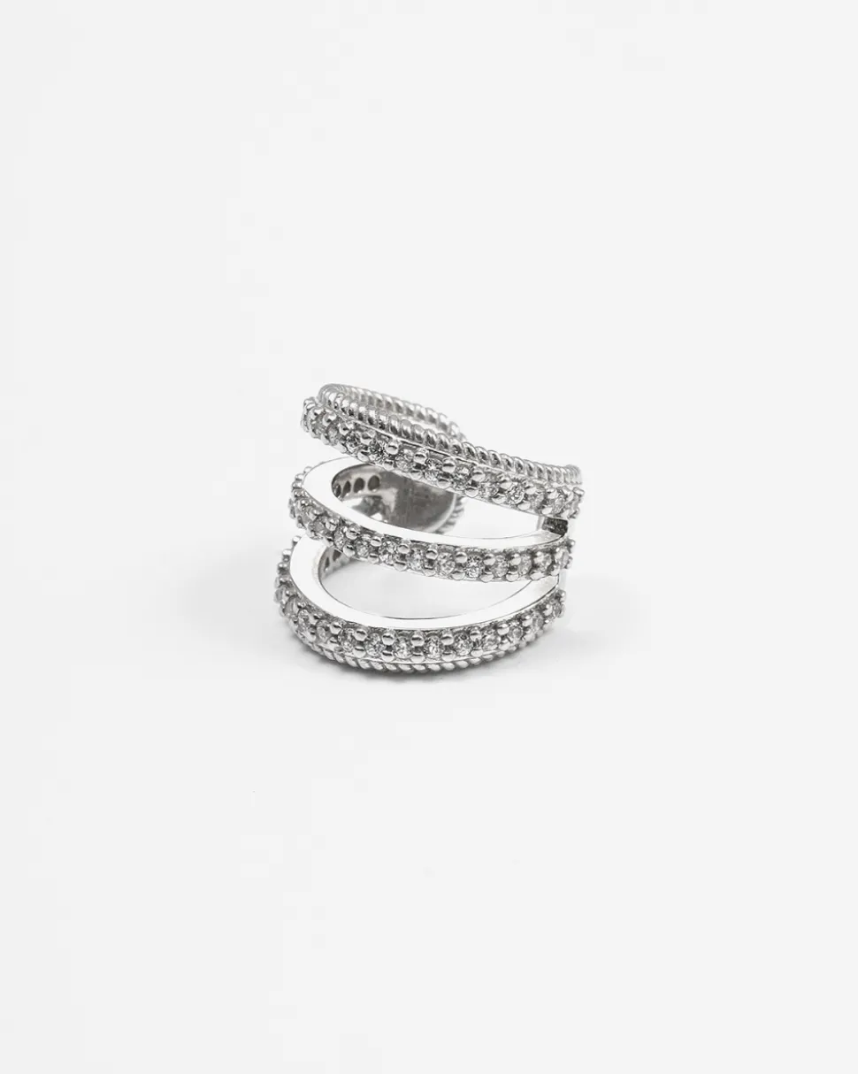 EAR CUFF TRIPLE TIE IN ARGENTO CON BRILLANTI