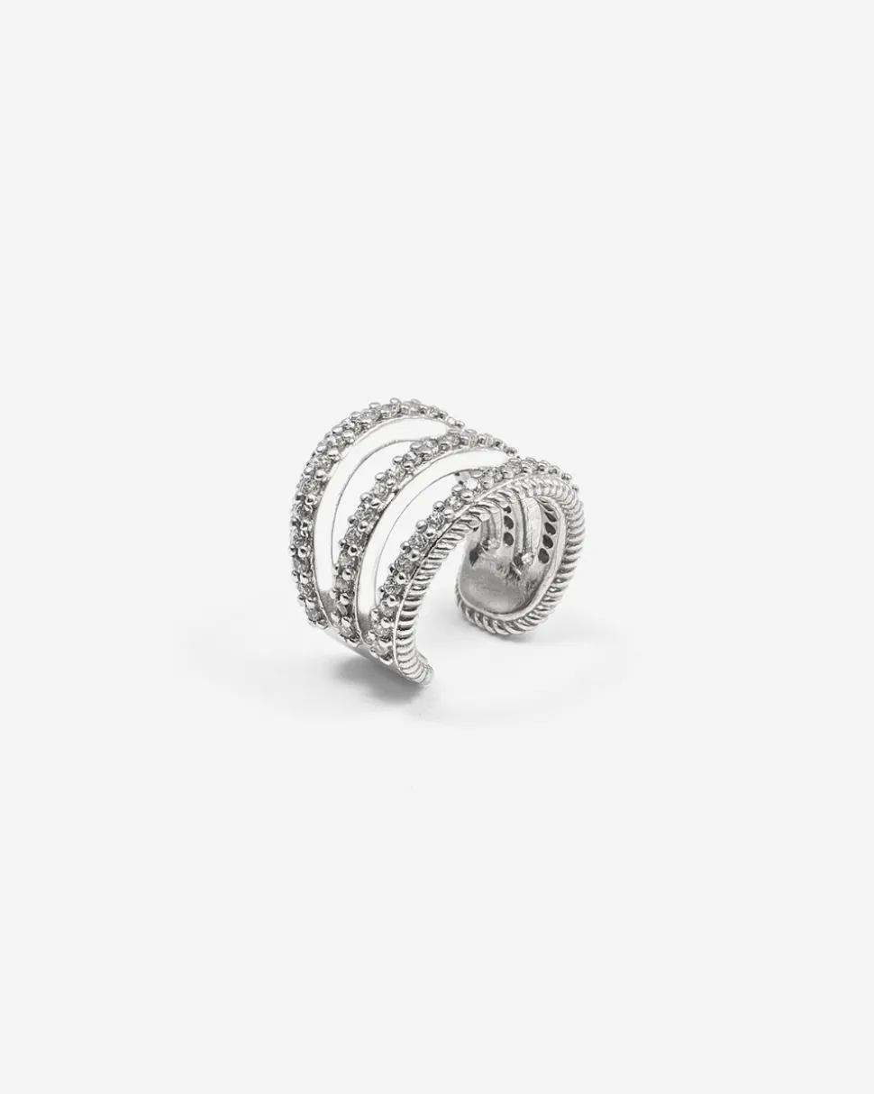 EAR CUFF TRIPLE TIE IN ARGENTO CON BRILLANTI