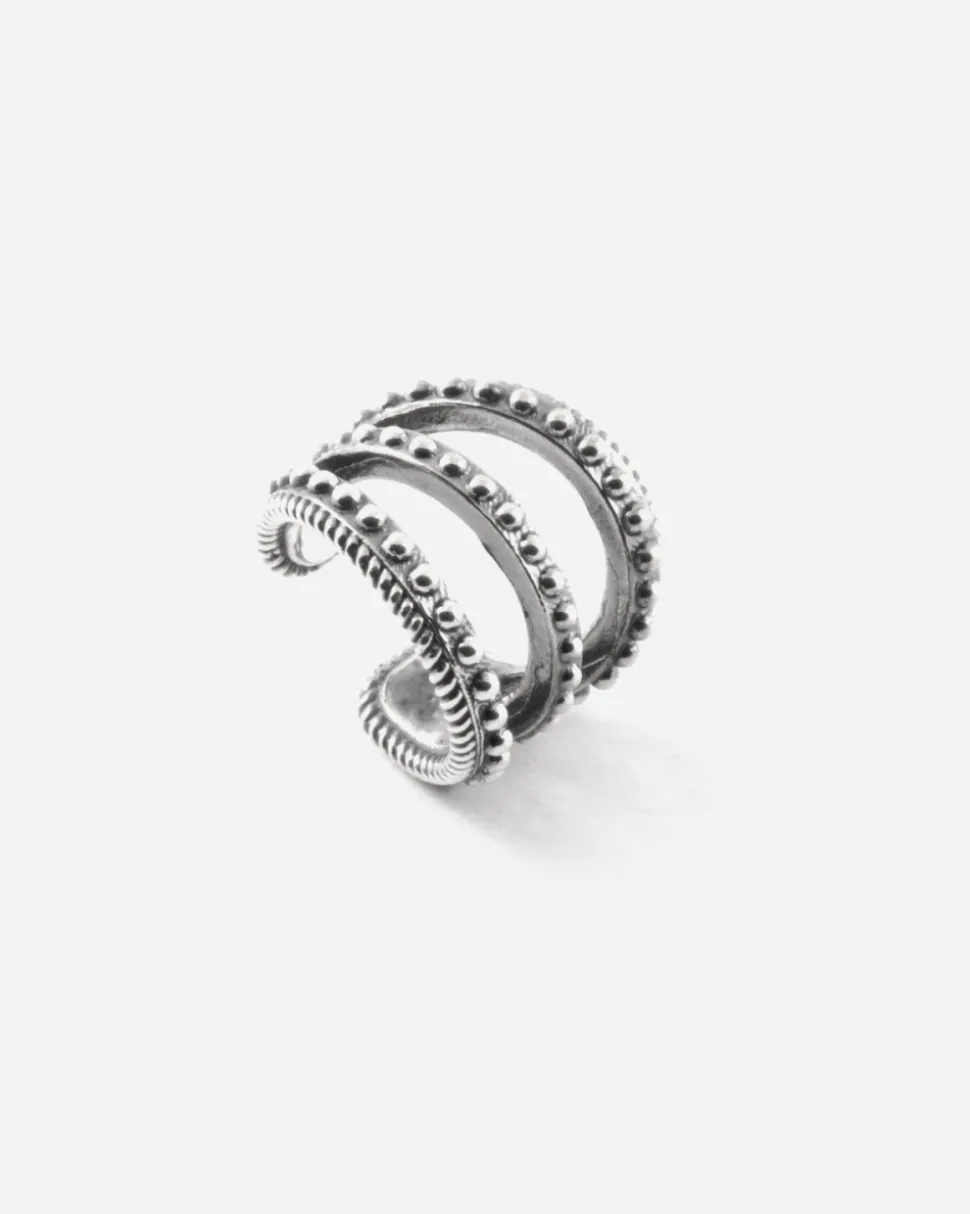 EAR CUFF TRIPLE TIE PUNTINATO IN ARGENTO