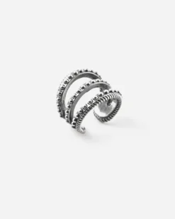 EAR CUFF TRIPLE TIE PUNTINATO IN ARGENTO