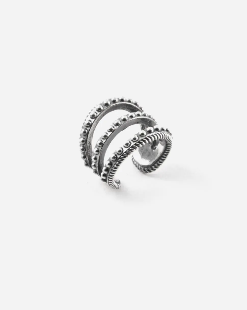 EAR CUFF TRIPLE TIE PUNTINATO IN ARGENTO