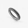 FEDINA PUNTINATA IN ARGENTO BLACK WIND CON BRILLANTI NERI