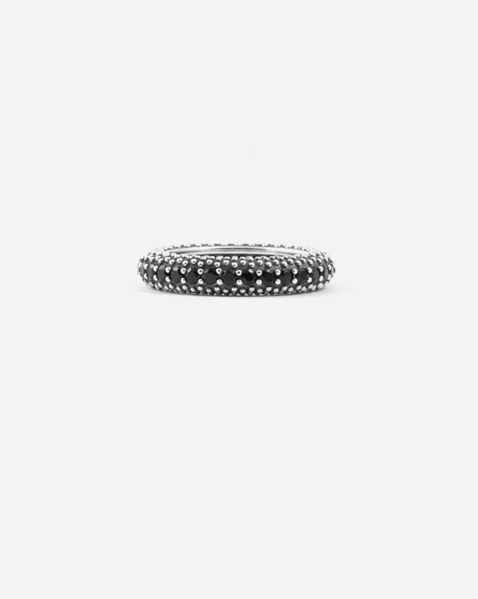 FEDINA PUNTINATA IN ARGENTO BLACK WIND CON BRILLANTI NERI