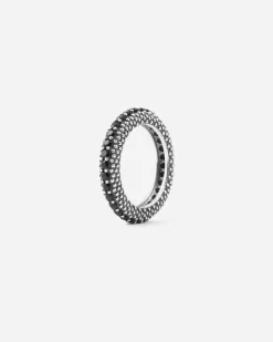 FEDINA PUNTINATA IN ARGENTO BLACK WIND CON BRILLANTI NERI