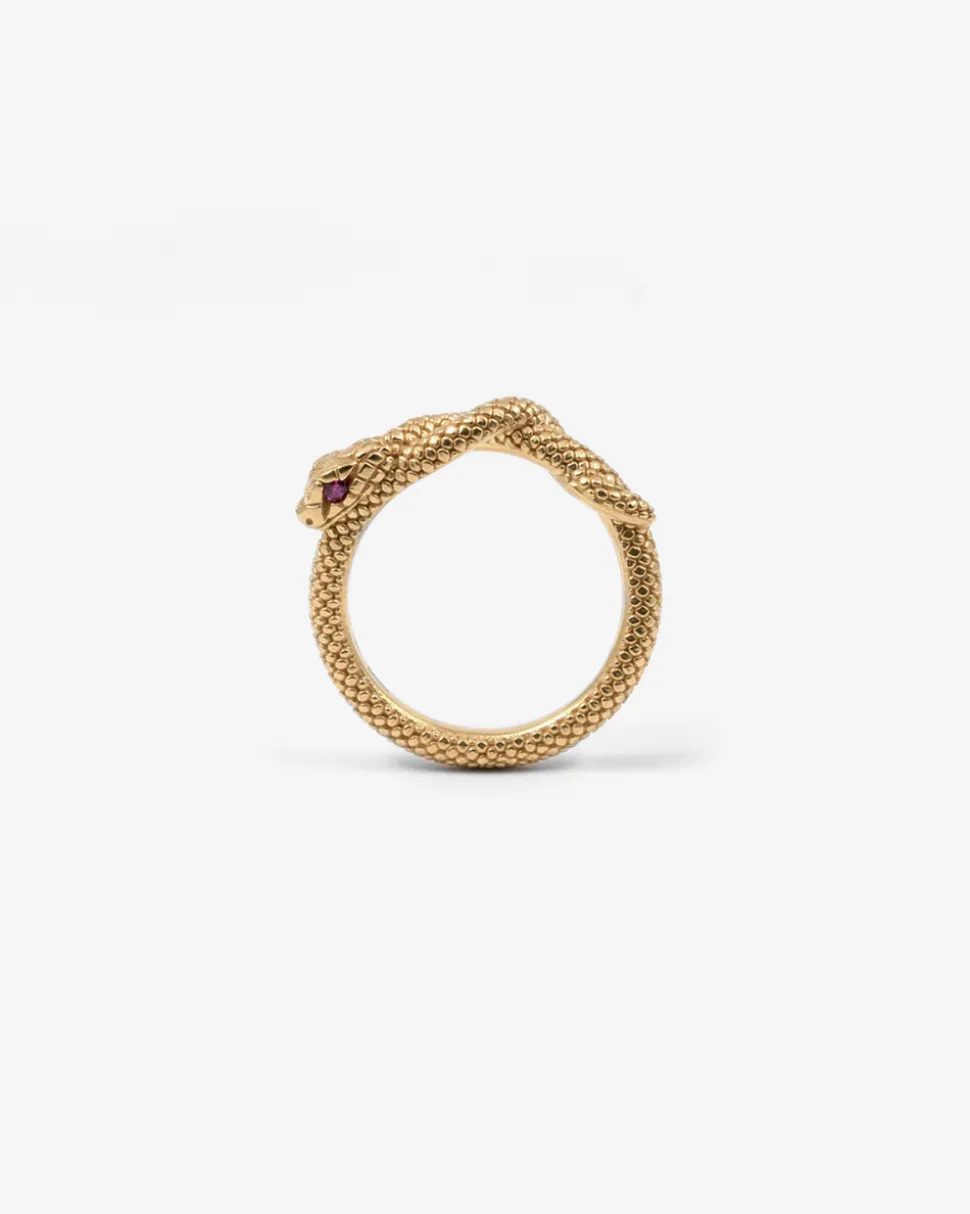 FEDINA SERPENTE CON OCCHI ZIRCONIA CUBICA ROSSA / ORO GIALLO LUCIDO