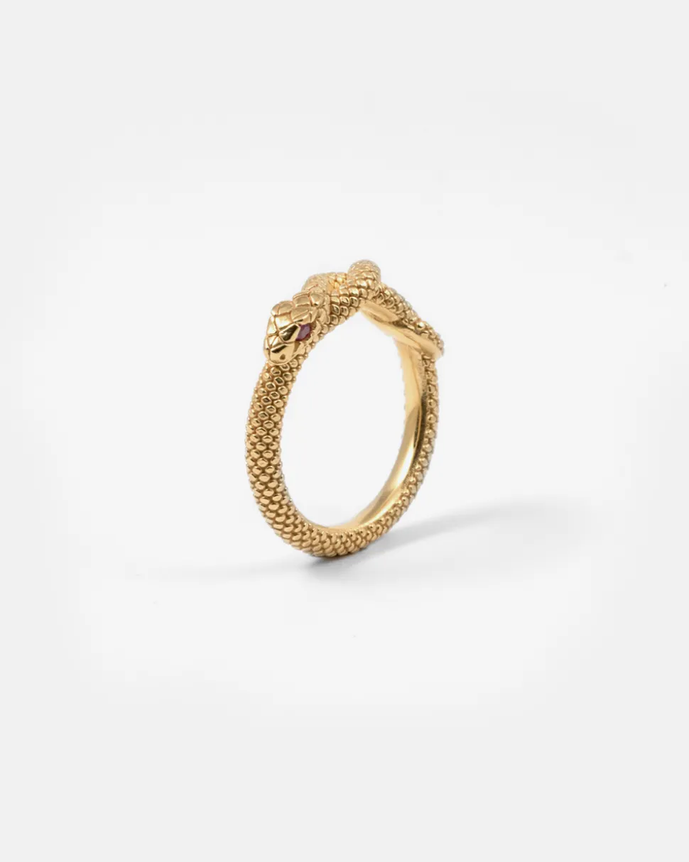 FEDINA SERPENTE CON OCCHI ZIRCONIA CUBICA ROSSA / ORO GIALLO LUCIDO