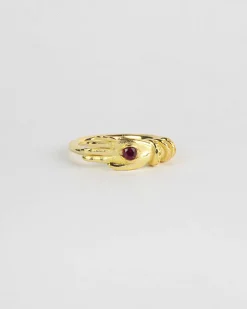 FEDINA TALISMANO OCCHIO PLACCATA ORO CON PIETRA ROSSA
