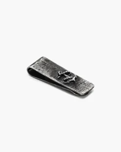 FERMASOLDI IN ARGENTO ANTICATO ANCORA E CORDA