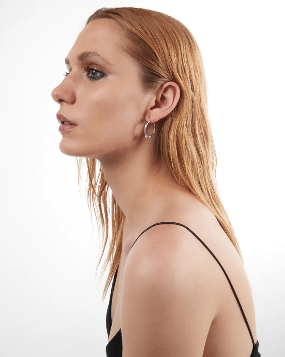 ORECCHINI PIERCING CON SFERA IN ARGENTO