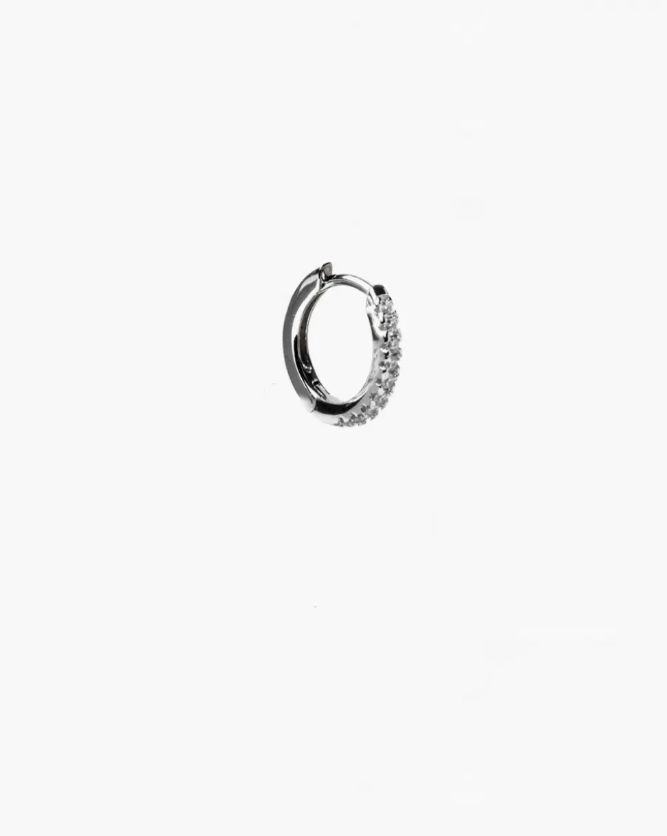 ORECCHINO A CERCHIO CON BRILLANTI BIANCHI IN ARGENTO RODIATO