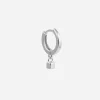 ORECCHINO A CERCHIO CON CUBO MINI PENDENTE IN ARGENTO RODIATO