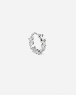 ORECCHINO A CERCHIO PIERCING CUORI IN ARGENTO RODIATO