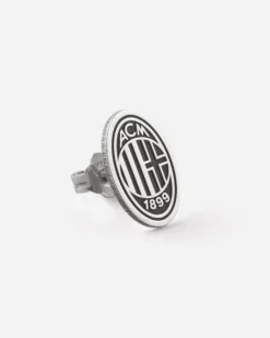 ORECCHINO A LOBO CON LOGO AC MILAN IN ARGENTO