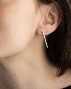 ORECCHINO BARRETTA LUNGA SILVER SINGLE BAR IN ARGENTO